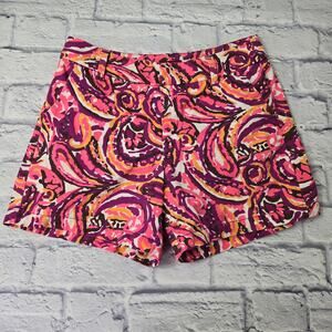 Merona Cotton Fit 1 Pink Purple Abstract Swirl Print Women's Denim Shorts size 6